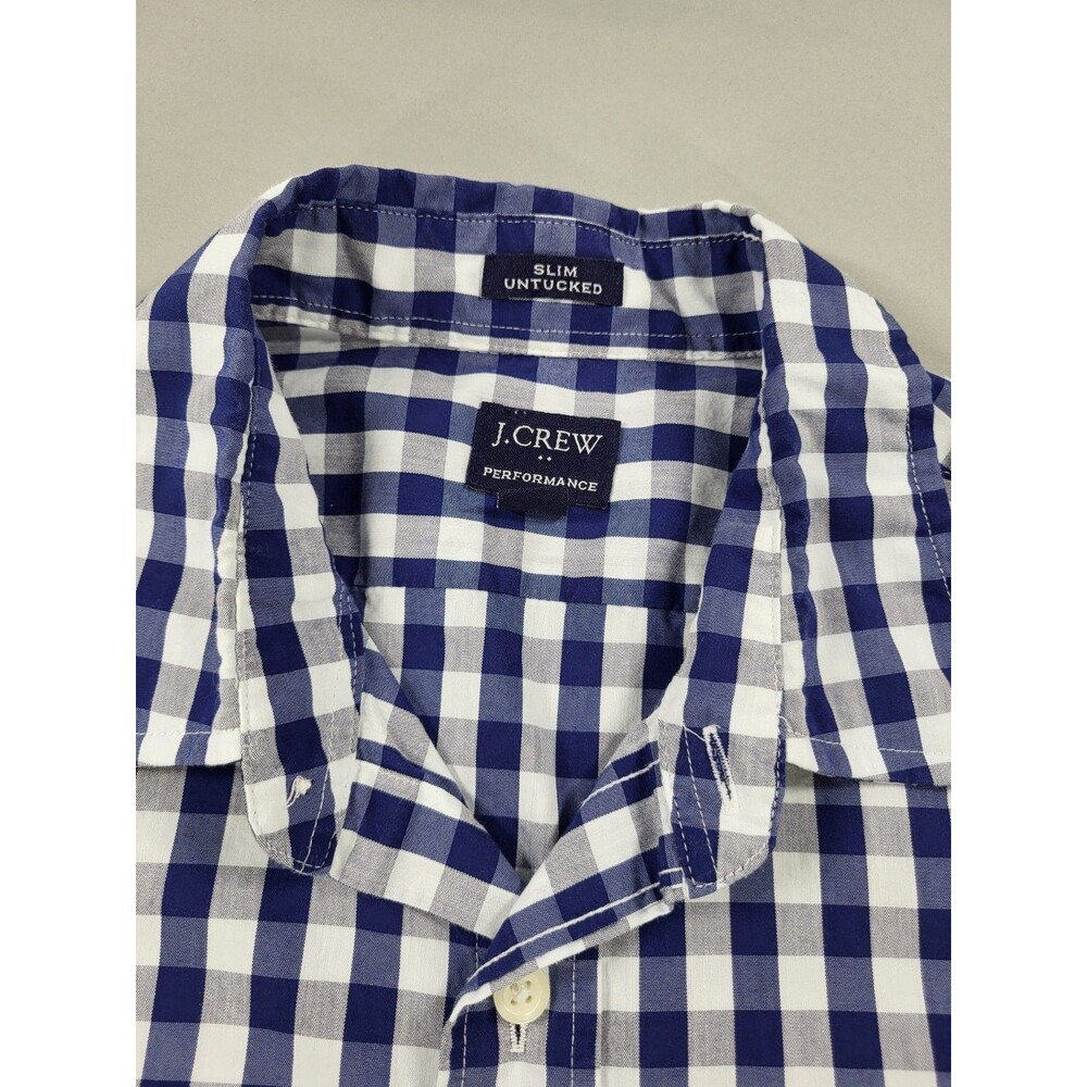 J.Crew Men's Performance Slim Untucked Gingham Button-Down Shirt - Picture 2 of 7